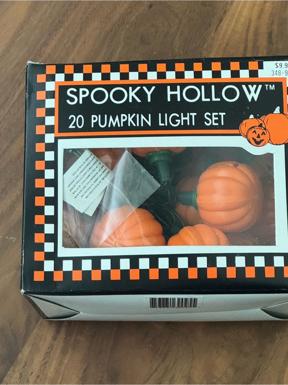 Vintage Halloween Spooky Hollow PUMPKINS 20 Light Set Plastic Blow Mold 90s NEW